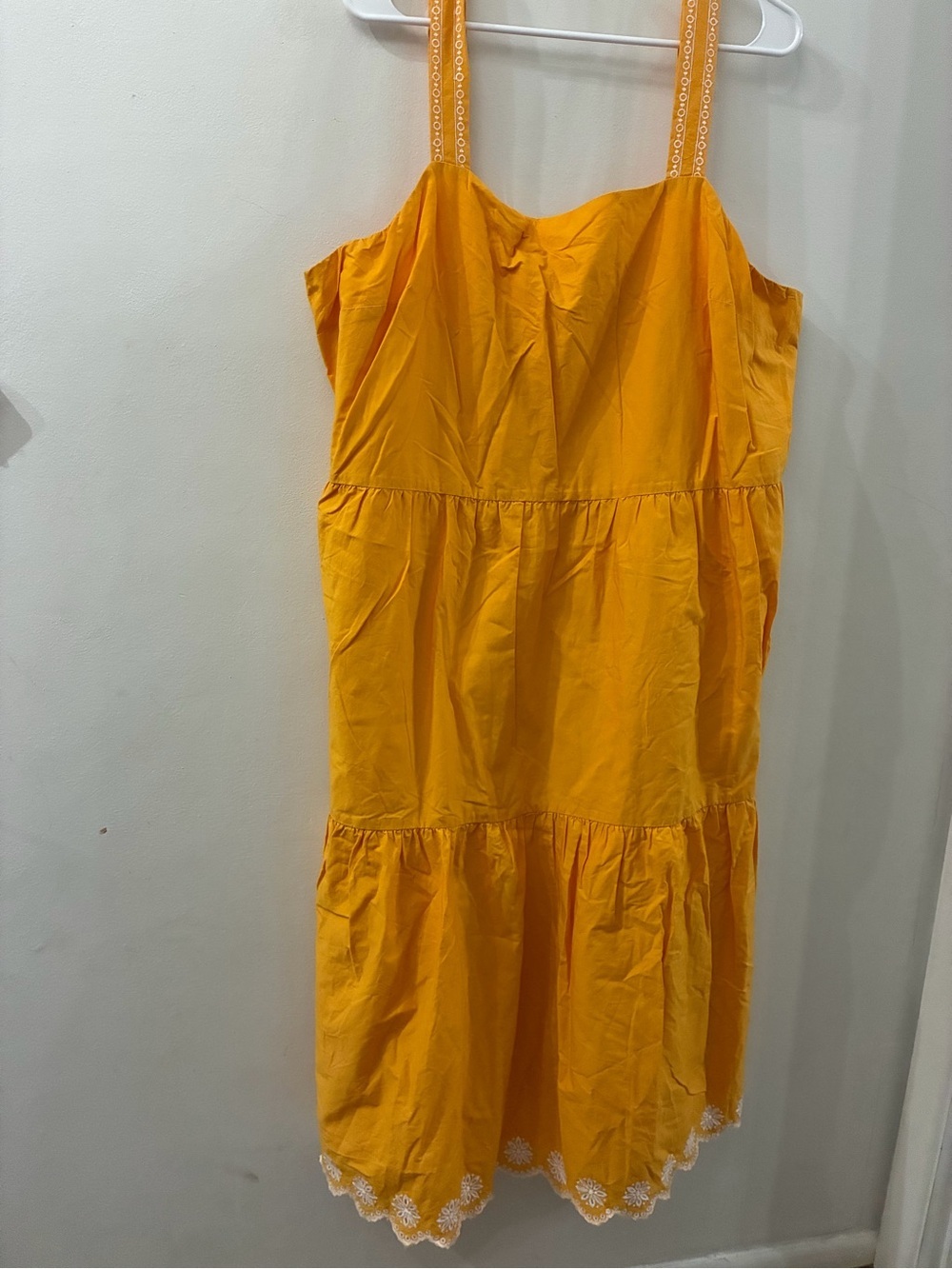 J Crew Sunny orange Tiered Sundress with scallop embroidered trim - size 20
